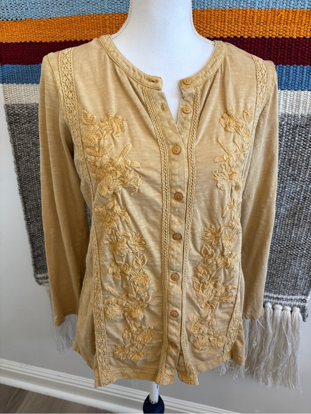Coldwater Creek Light Mustard Button-Front Blouse